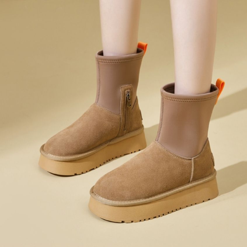 Damen Modische Stiefel mit elastischem Obermaterial und rutschfester Sohle