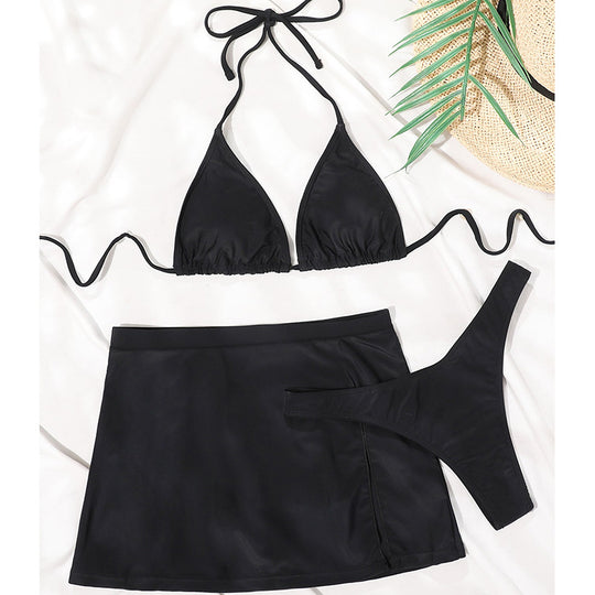 Damen Bikini-Set mit sexy Triangel-Oberteil und modischem Rock R&B