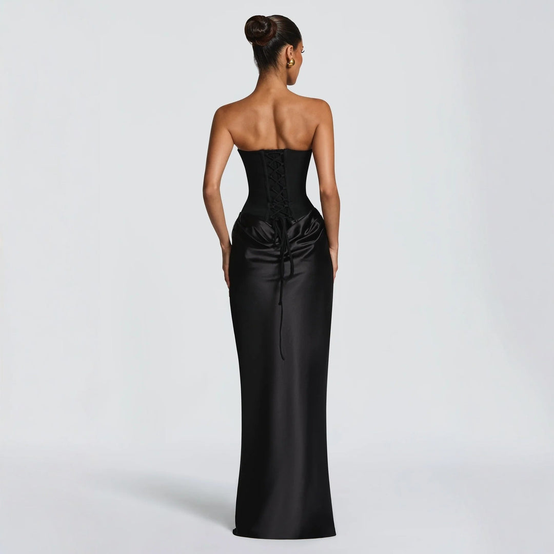 Damen Hochwertiges Abendkleid mit elegantem Bustier-Oberteil und drapiertem Rock R&B