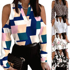 Damen Bluse mit schulterfreier Verarbeitung und floralem Druck R&B
