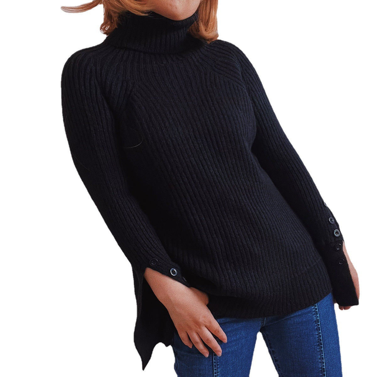 Damen Ribbed Rollkragenpullover mit elegantem Schnitt R&B