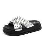 Damen Glitzernde Schlappen mit modischem Riemendesign und rutschfester Sohle R&B