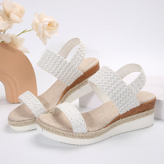Damen Wedge-Sandalen mit dekorativem Riemendesign und bequemer Sohle R&B