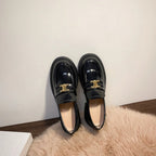 Damen elegante Loafers mit glänzender Oberfläche und robustem Plateau R&B