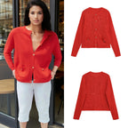 Damen elegante Strickjacke mit praktischen Taschen R&B