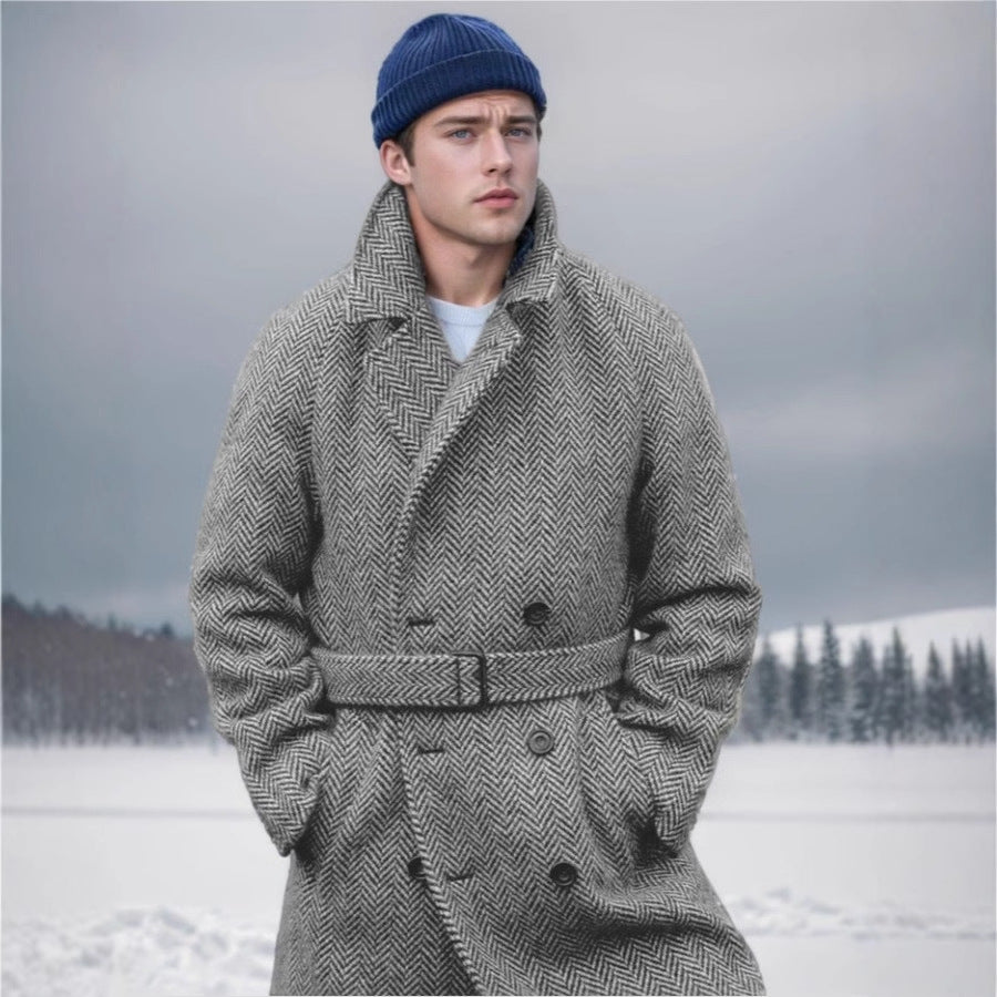 Herren eleganter und warmer Wollmantel R&B