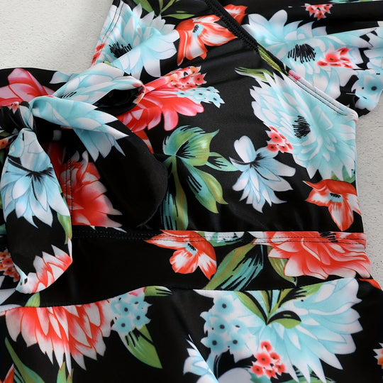 Damen Einteiler Badeanzug mit Rüschendetails und floralem Design R&B