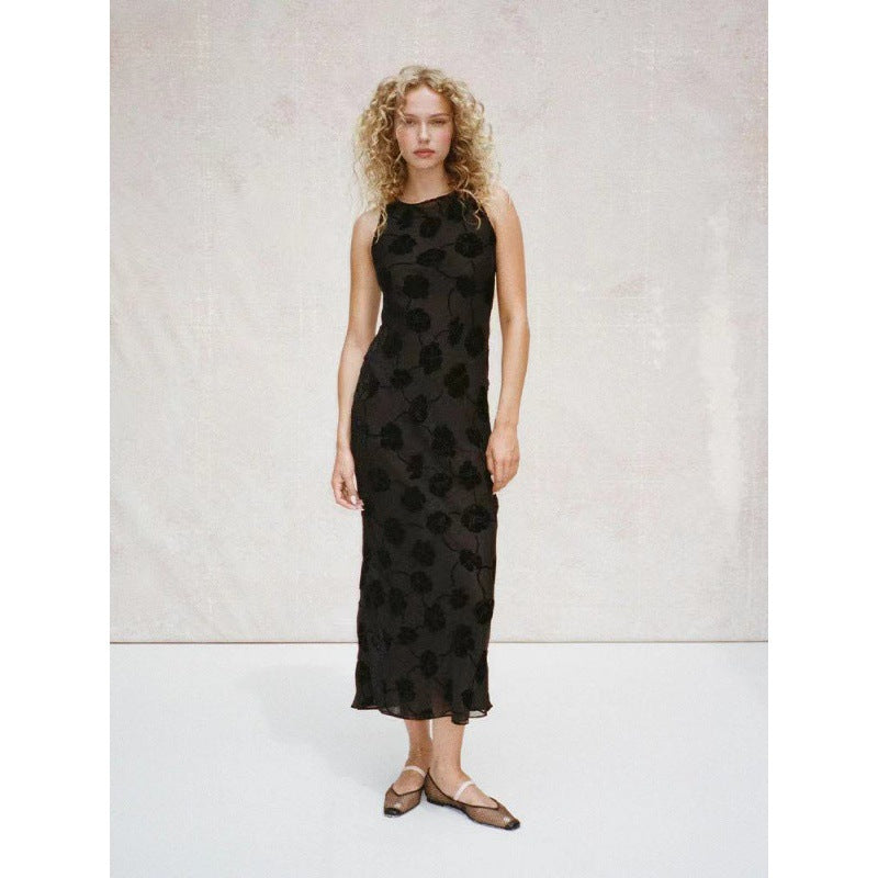 Damen Maxi-Kleid mit floralem Spitzenmuster und elegantem, schwingendem Saum R&B