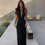 Damen Elegantes Wickelkleid mit tiefem V-Ausschnitt und fließendem Schnitt R&B