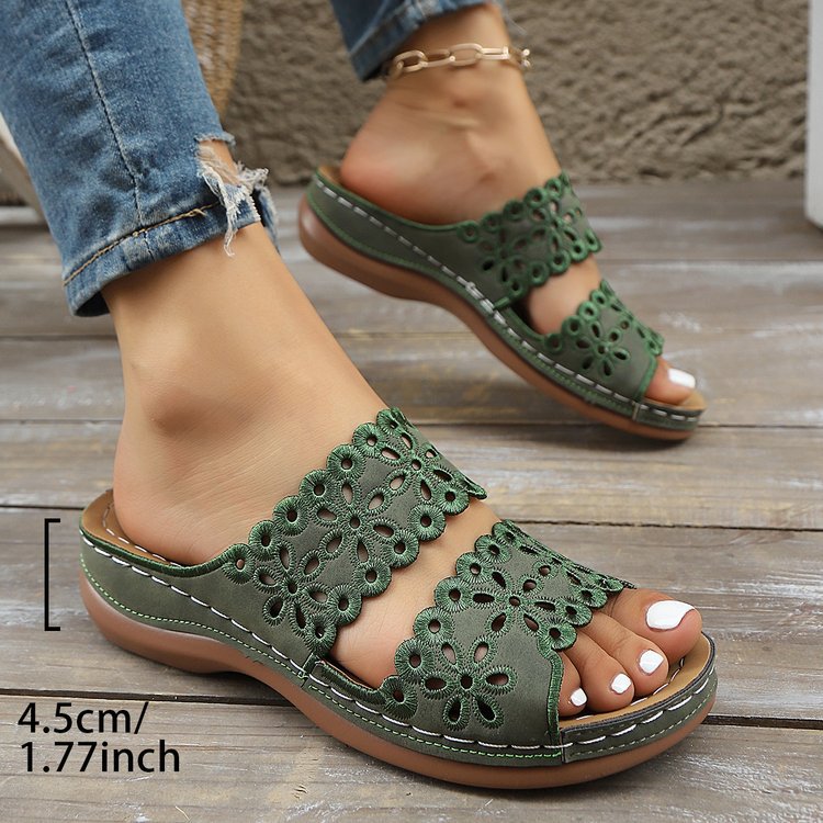Damen Riemchen-Sandalen mit floralem Cut-Out-Design und ergonomischer Fußbettung R&B
