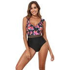 Damen Hoch-tailliertes Bikini-Set mit verspieltem Rüschendesign R&B