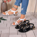Damen elegante Schnallen-Sandalen mit modischen Verzierungen R&B