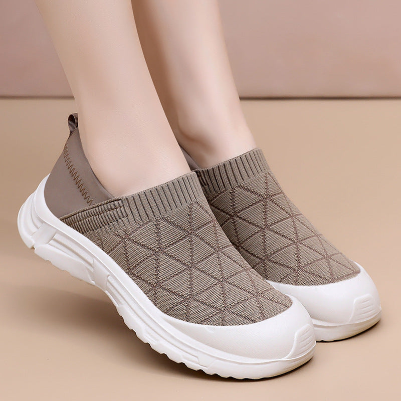 Damen Bequeme Slip-On Sneakers mit elastischem Strickdesign R&B