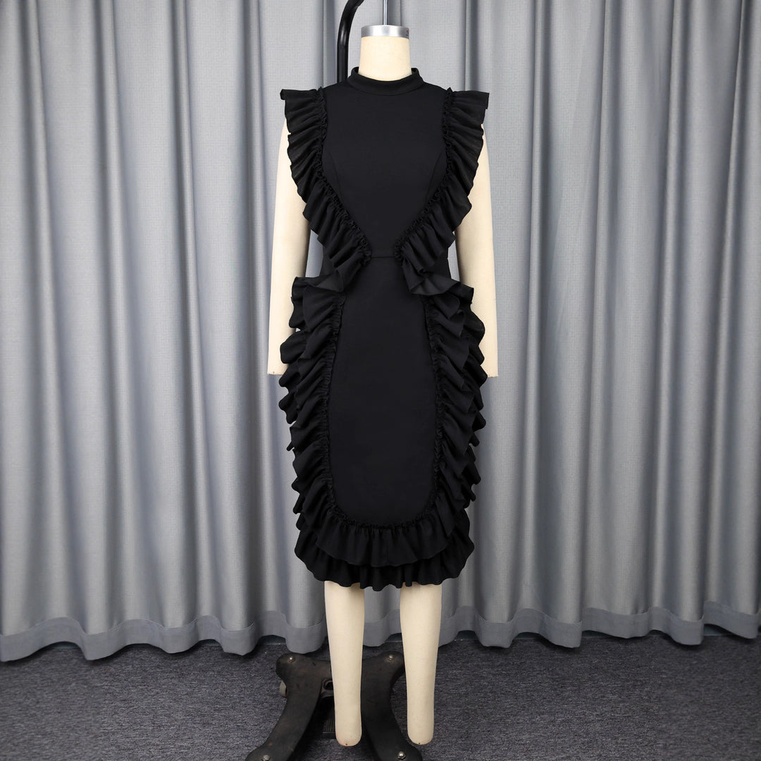 Damen Designer Kleid mit Rüschendetails R&B