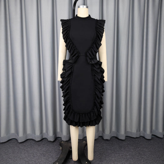Damen Designer Kleid mit Rüschendetails R&B