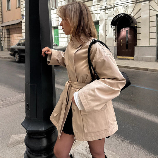 Damen oversized Kunstlederjacke R&B