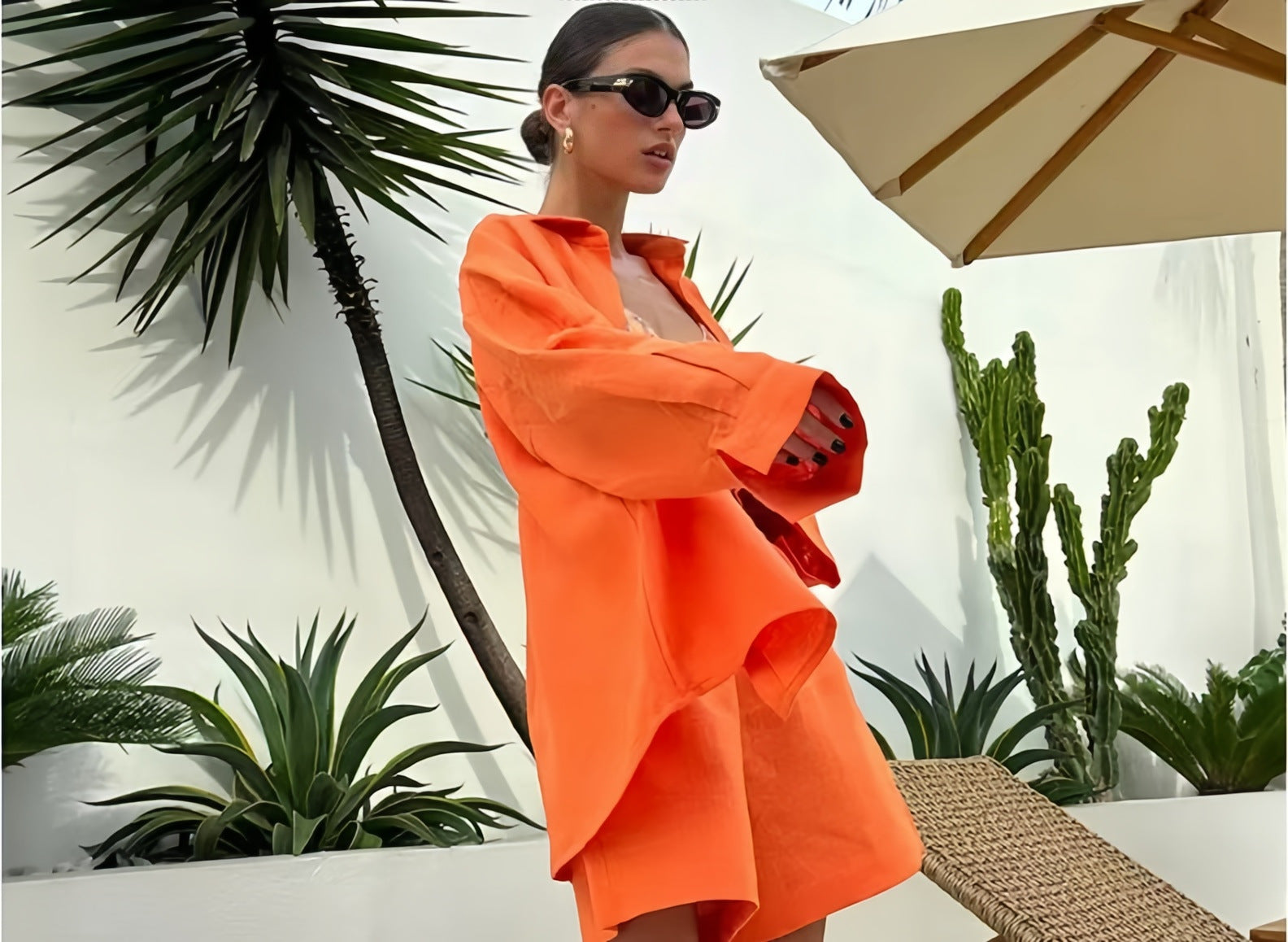 Damen Oversized Hemdblusenkleid mit langen Ärmeln und asymmetrischem Schnitt R&B