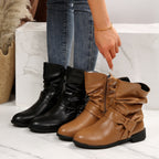 Damen Stiefeletten mit modischem Falten-Design und dekorativem Schleifenverschluss R&B