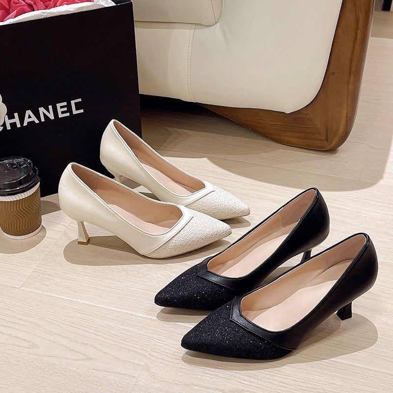 Damen elegante Pumps mit feinem Spitzenbesatz R&B