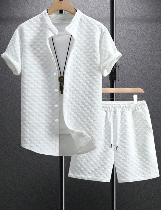 Damen lässiges Kurzarm Hemd und Shorts Set R&B