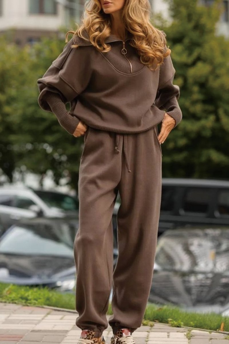Damen Bequemes Loungewear-Set mit Hoodie und elastischem Bund R&B