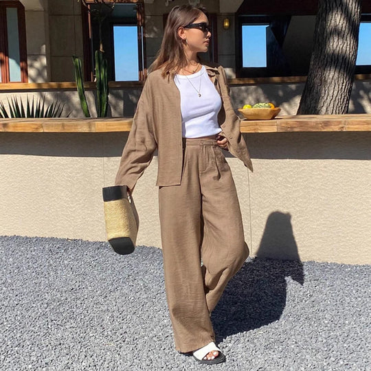 Damen Bequemes Lounge-Set aus leichtem Stoff mit eleganten Details R&B
