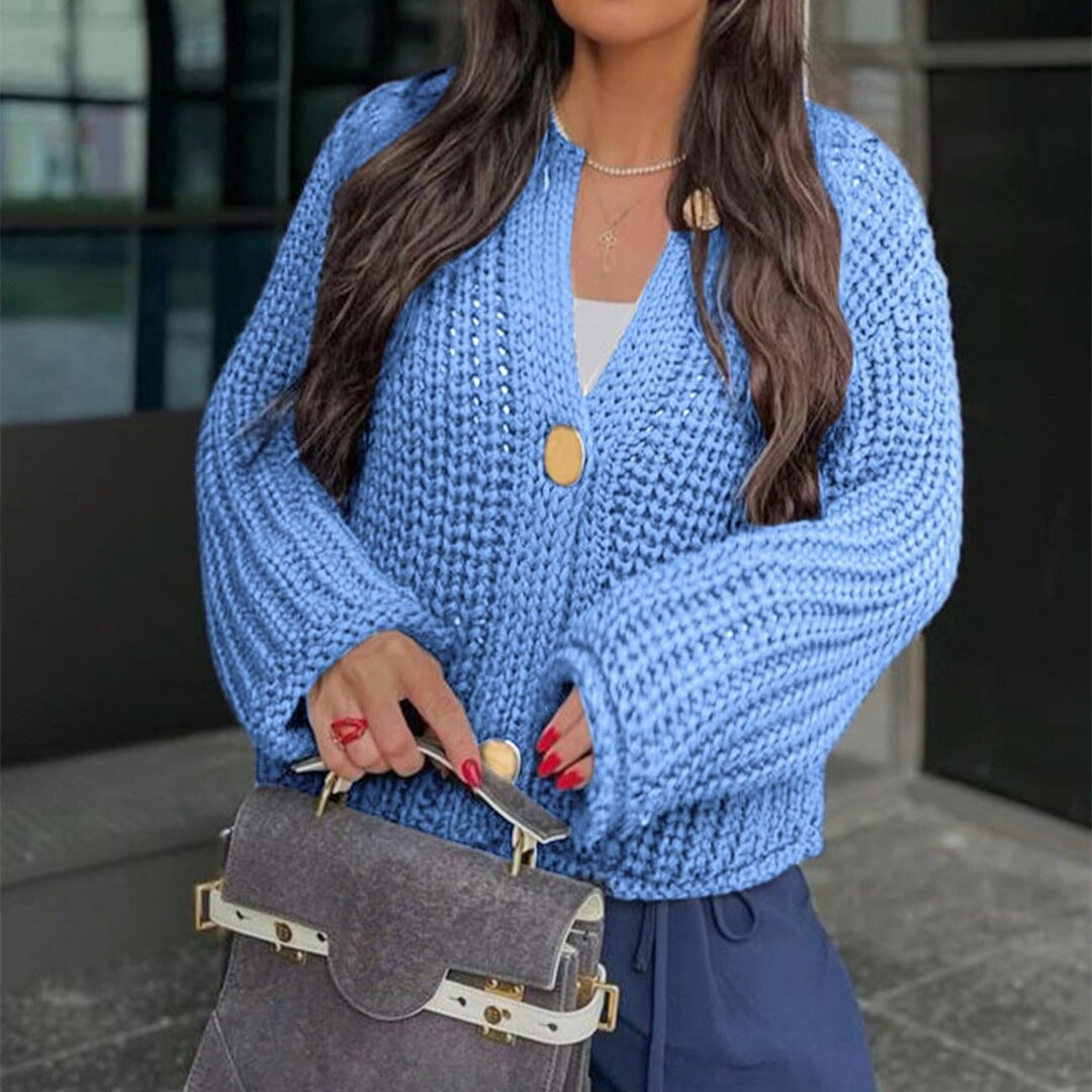 Damen Kuschelige Strickjacke mit großen Knöpfen und aufgesetzten Taschen R&B
