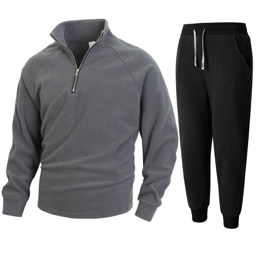 Herren Fleece-Relaxanzug mit halblangem Reißverschluss R&B