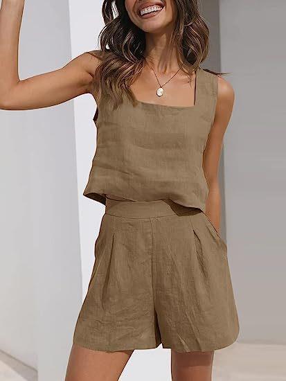 Damen Leichte Sommerbluse und Shorts Set R&B