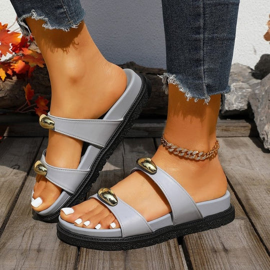 Damen Crossover-Sandalen mit goldenen Details R&B