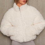 Damen Kuschelige Teddyjacke mit hohem Kragen und praktischen Taschen R&B