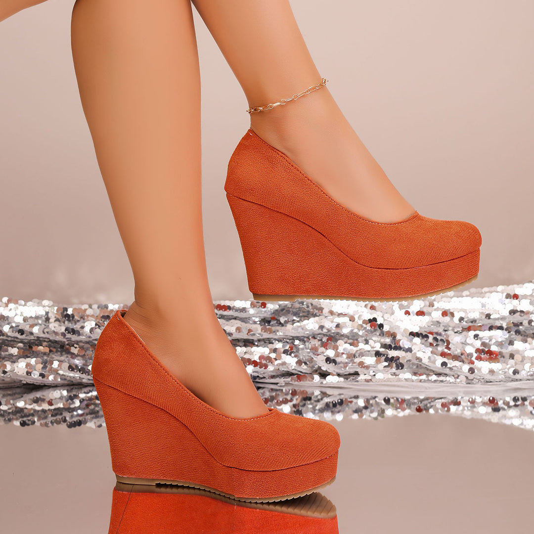 Damen Wedge-Pumps mit elegantem samtigem Obermaterial und komfortablem Fußbett R&B