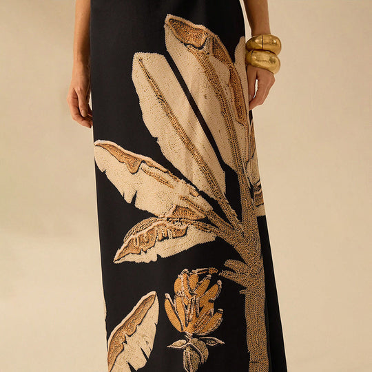 Damen Maxikleid mit floralem Muster und funkelnden Akzenten R&B