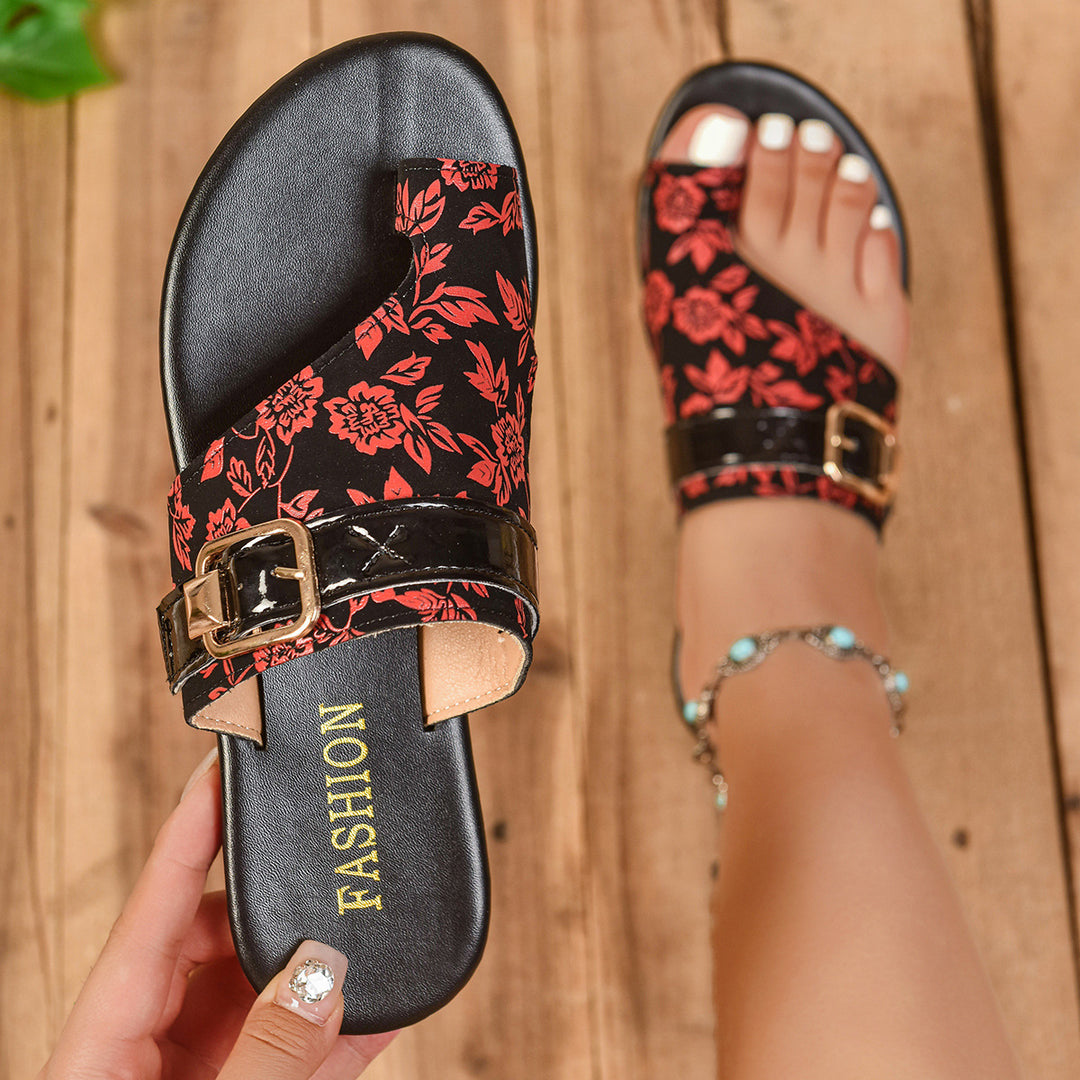 Damen Riemchen-Sandalen mit floralem Design und komfortablem Fußbett R&B