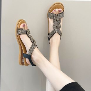 Damen modische Riemchen-Sandalen mit funkelnden Verzierungen R&B