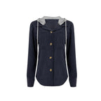 Damen Hemdblusenshirt mit Kapuze und geripptem Design