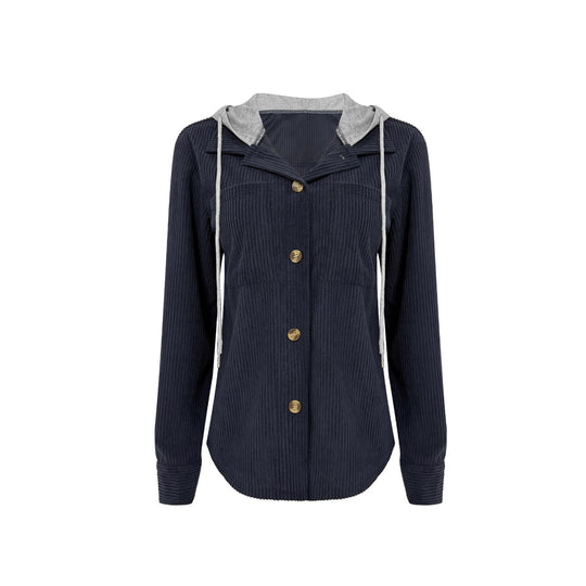 Damen Hemdblusenshirt mit Kapuze und geripptem Design R&B