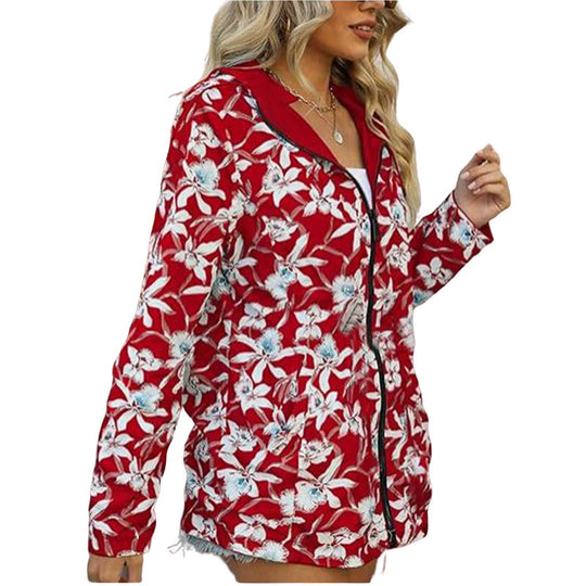 Damen leichte Übergangsjacke mit floralem Innenfutter R&B