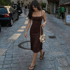 Damen Elegantes Maxikleid mit Spaghettiträgern und figurbetontem Schnitt R&B
