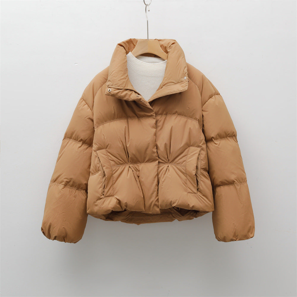 Damen modische gesteppte Kurzjacke mit hohem Kragen und praktischen Taschen R&B