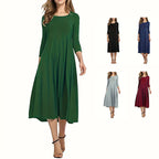 Damen Midi-Kleid mit schmeichelndem Schnitt und 3/4-Ärmeln