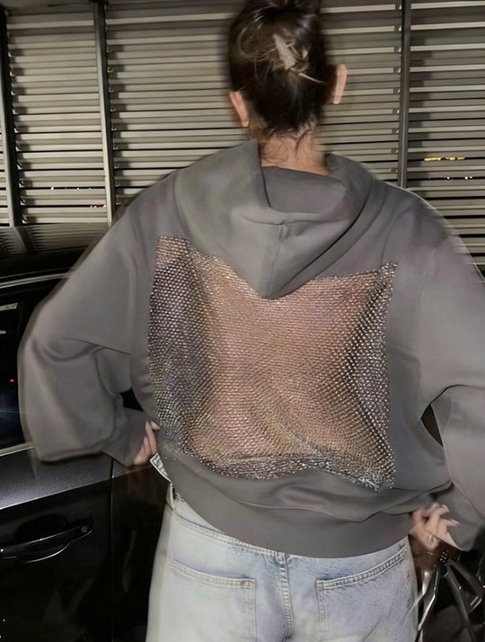 Damen nan Kapuzensweatshirt mit transparenter bestickter Rückenpartie R&B