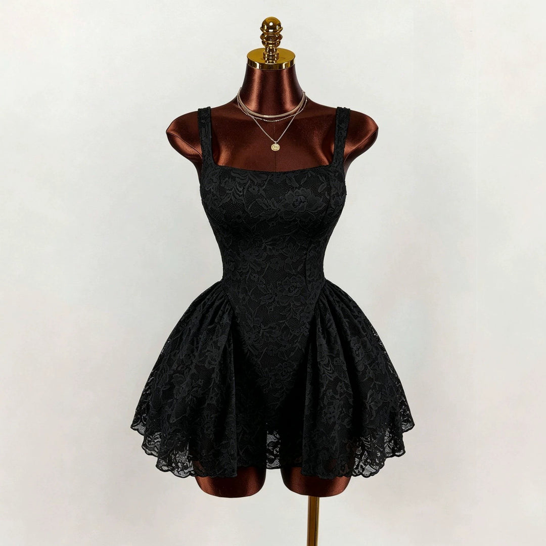 Damen nan tailliertes Spitzen-Cocktailkleid mit Korsett-Bustier und doppellagigem Schößchenrock R&B