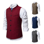 Herren elegante Weste im Herringbone-Design mit funktionalen Taschen R&B