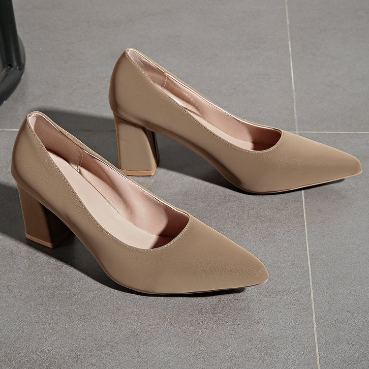 Damen Elegante Pumps mit modischem Blockabsatz und spitzem Design R&B