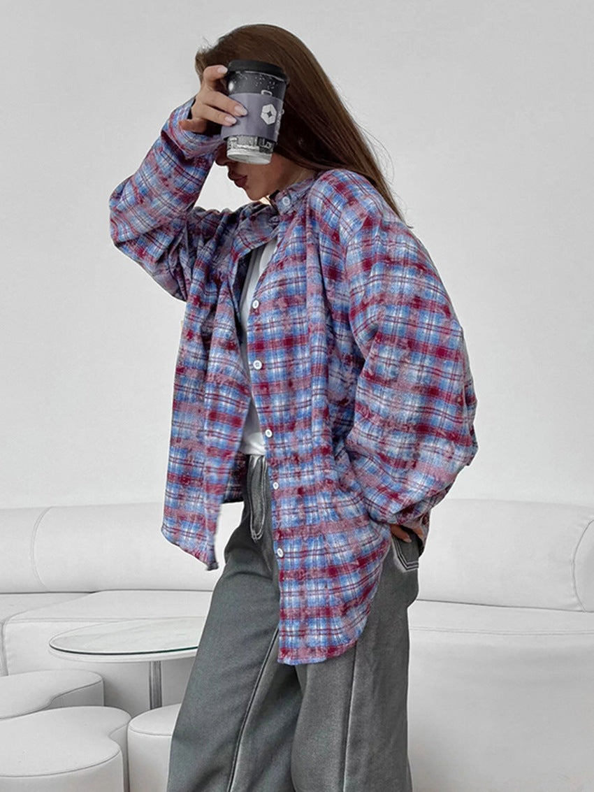 Damen Karierte Overshirtjacke R&B