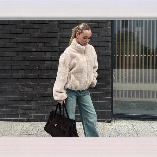 Damen Schockierende Kurzjacke aus luxuriösem Kunstfell R&B