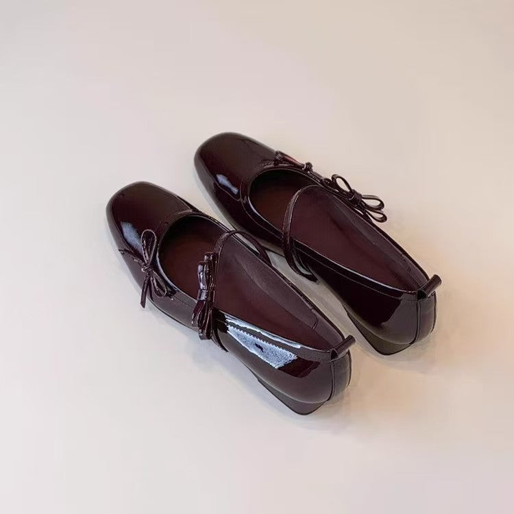 Damen Ballerinas mit elegantem Riemenverschluss und glänzender Oberfläche R&B