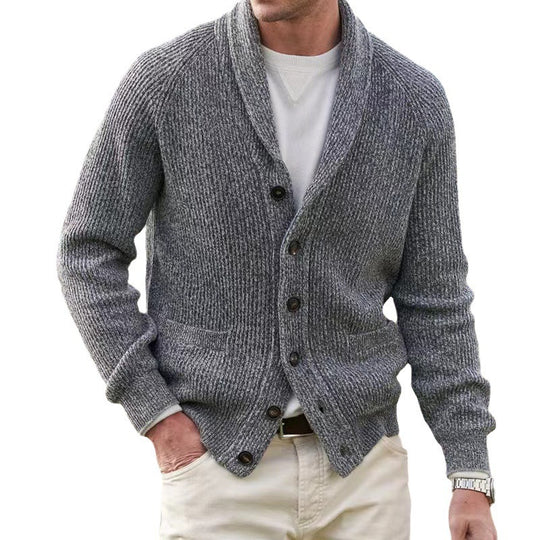Herren Strickjacke mit trendigem Grobstrickmuster und praktischen Taschen R&B