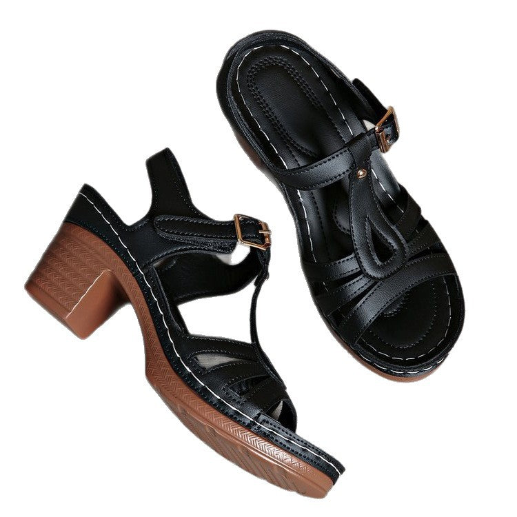 Damen Komfortable Keil-Sandalen mit modischem Riemendesign R&B